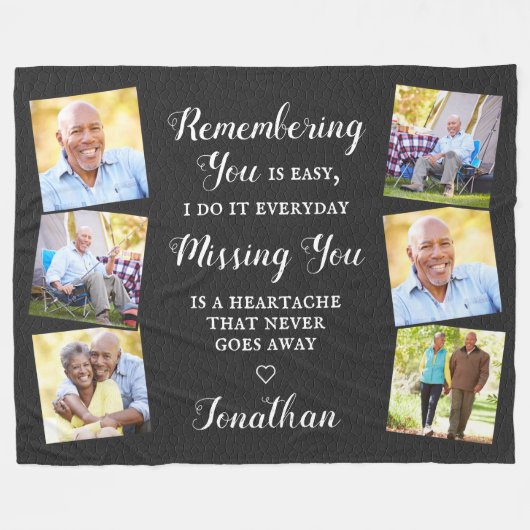 Couverture Polaire Souvenir Personnalisé 6 Photo Faux Mémorial en cui (Devant (Horizontal))