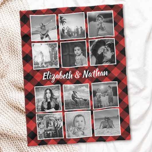 Couverture Polaire Souvenirs Photo Collage Buffalo Plaid Lumberjack