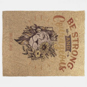 Couverture Polaire Soyez fort Courageux Bible Chrétienne Verse Lion (Devant (Horizontal))