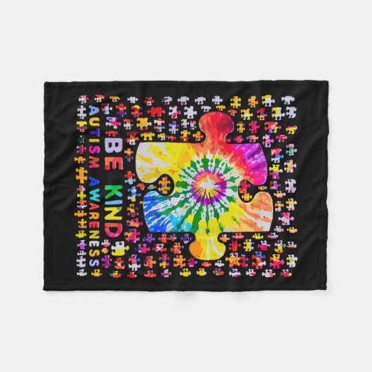 Couverture Polaire Soyez un peu Puzzle Tie Dye Sensibilisation sur l' (Devant (Horizontal))