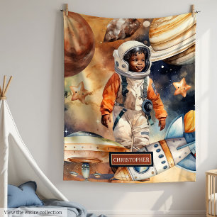 Couverture Polaire Space Adventure Blanket Cute Black Boys Idée cadea
