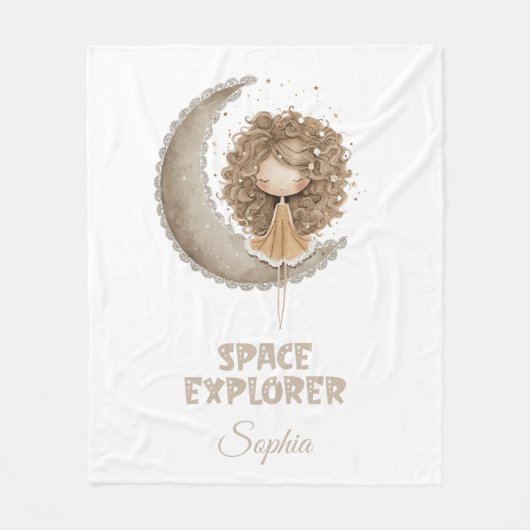 Couverture Polaire Space Explorer Fairy Moon - Nom personnalisé (Devant)