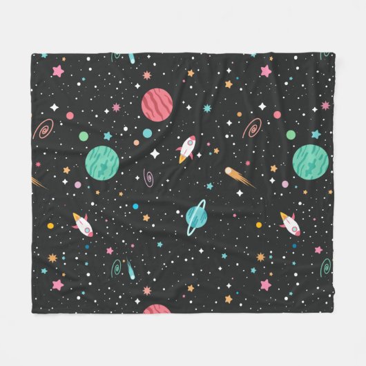Couverture Polaire Space Rocket Ships et Stars (Devant (Horizontal))