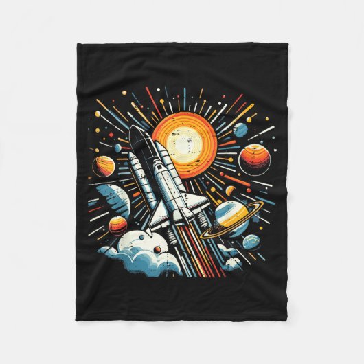 Couverture Polaire Space Shuttle Sun Planets Rocket Galaxy Boys Kids  (Devant)
