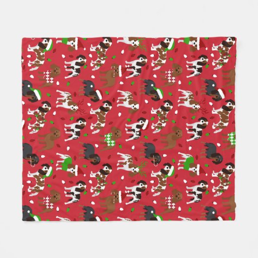 Couverture Polaire Spaniel de Christmas (Devant (Horizontal))