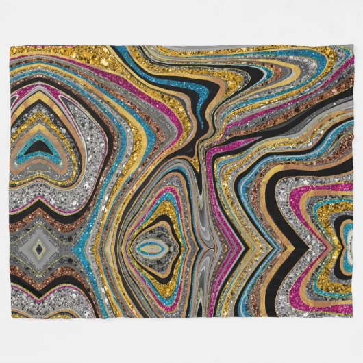Couverture Polaire Sparkle Glam scintillante girly marbre art (Devant (Horizontal))