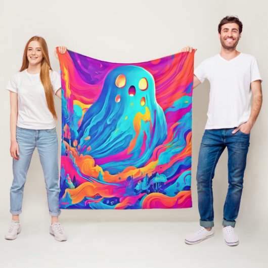 Couverture Polaire Spectral Ghost Halloween Art (En situation)