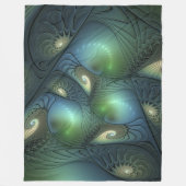 Couverture Polaire Spirales Turquoise Beige Vert Abstrait Fractal Art (Devant)