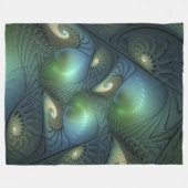 Couverture Polaire Spirales Turquoise Beige Vert Abstrait Fractal Art (Devant (Horizontal))