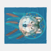 Couverture Polaire Spirit Wolf Dream Catcher Toison Blanche (Devant (Horizontal))