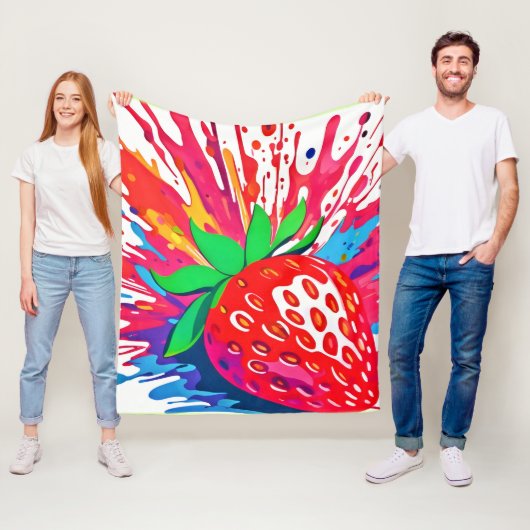 Couverture Polaire Splash fraise (En situation)
