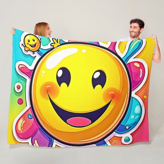 Couverture Polaire Splashy Happy Emoji Fun (En situation)