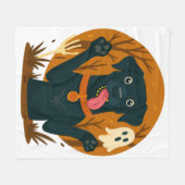 Couverture Polaire Spooky Cute Black Dog with Ghost (Devant (Horizontal))