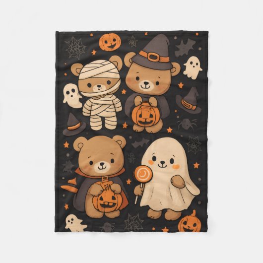 Couverture Polaire Spooky Cute Teddy Halloween Blanket  (Devant)
