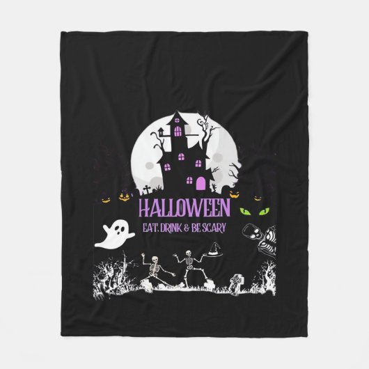 Couverture Polaire Spooky Halloween Eat Drink And Be Scary Classic (Devant)
