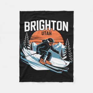 Couverture Polaire Sport d'hiver Vintage Brighton Utah Ski Retro Su