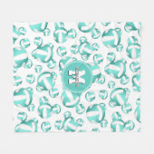 Couverture Polaire sport girly turquoise blanc volley motif (Devant (Horizontal))