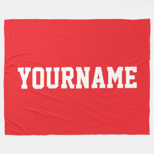 Couverture Polaire Sportif Athlétique Blanc Votre Nom Sur Rouge Clair