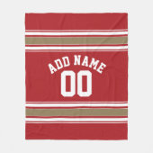 Couverture Polaire Sports Jersey Red and Gold Stripes Nom Numéro (Devant)