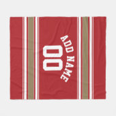 Couverture Polaire Sports Jersey Red and Gold Stripes Nom Numéro (Devant (Horizontal))