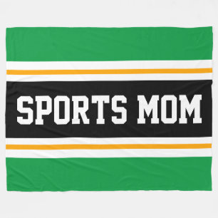 Couverture Polaire SPORTS MOM Fun Athletic Green Jaune Black Stripes