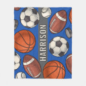 Couverture Polaire Sports Royal Blue Monogrammes sur mesure (Devant)
