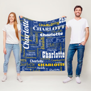 Couverture Polaire Sporty Blue Yellow Nom Motif répétitif Stade