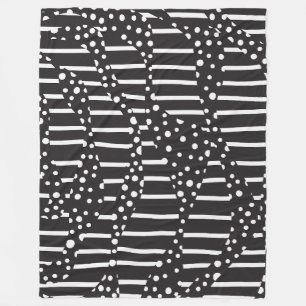 Couverture Polaire Spots et bandes 2 en blanc sur noir