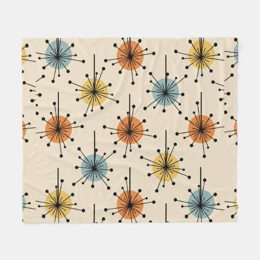 Couverture Polaire Spoutnik Starburst Fleurs Retro (Devant (Horizontal))