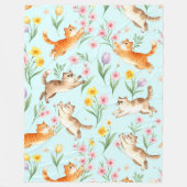 Couverture Polaire Spring Garden Romp – Playful Cats & Blossoms (Devant)