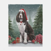 Couverture Polaire Springer Spaniel Chien dans la neige Noël (Devant)