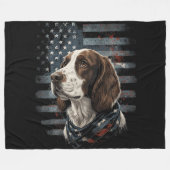 Couverture Polaire Springer Spaniel Chien Drapeau Américain (Devant (Horizontal))