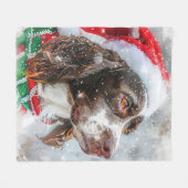 Couverture Polaire Springer Spaniel Chien Noël Fête (Devant (Horizontal))