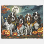 Couverture Polaire Springer Spaniel Halloween Éffrayant (Devant (Horizontal))