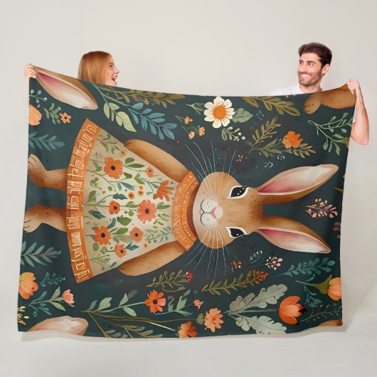 Couverture Polaire Springtime Bunny Magic  Fleece Blanket (En situation)