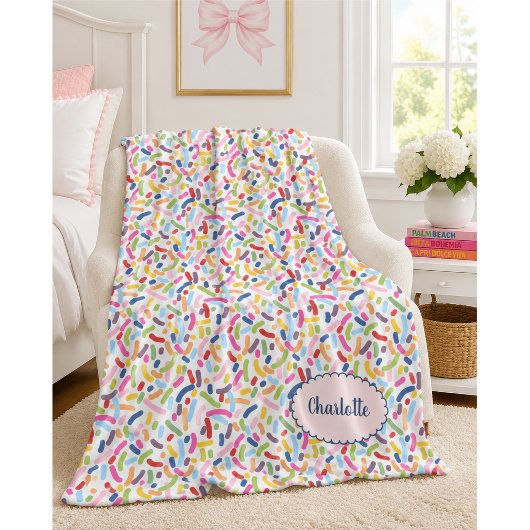 Couverture Polaire Sprinkles Colorés Nom Personnalisé