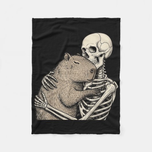 Couverture Polaire Squelette Accrocher Capybara Halloween Capy Lover (Devant)