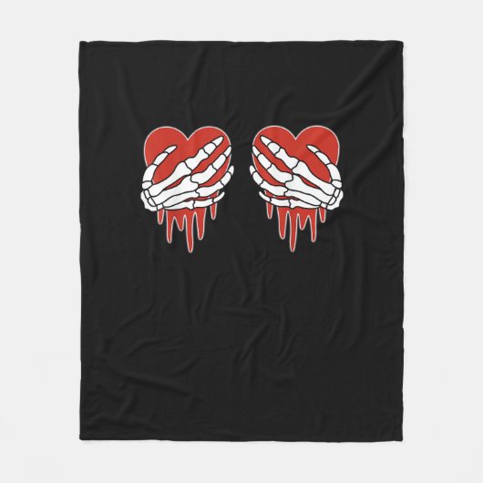 Couverture Polaire Squelette anti-Valentin mains coeur Goth (Devant)