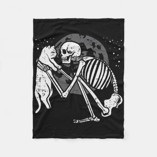 Couverture Polaire Squelette Chat Crâne Kitty Cute Goth Halloween Men (Devant)