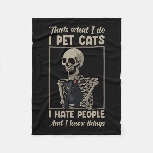 Couverture Polaire Squelette Chat Kitten Lover Grumpy Crâne Kitty Pet (Devant)