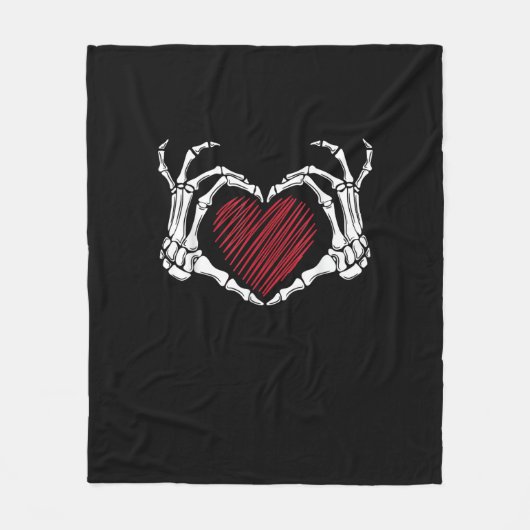 Couverture Polaire Squelette Coeur main signe costume tendance Hallow (Devant)