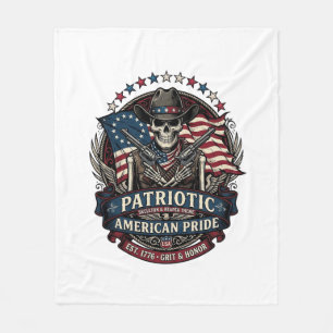 Couverture Polaire Squelette Cowboy Patriotique Squelette Dark Patrio