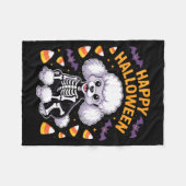 Couverture Polaire Squelette de caniche Joyeux Halloween (Devant (Horizontal))