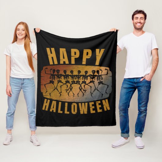 COUVERTURE POLAIRE SQUELETTE DE HALLOWEEN DANÇANT JOYEUSEMENT (En situation)