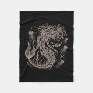 Couverture Polaire Squelette de sirène mer océan animal gothique grun