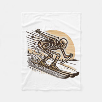 Couverture Polaire Squelette de ski amusant sports d'hiver neige amat