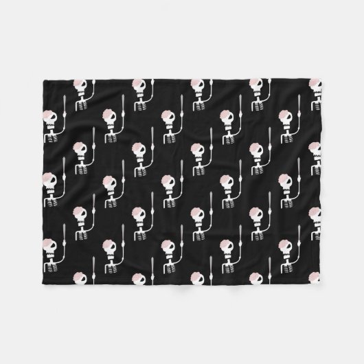 Couverture Polaire squelette d'Halloween avec une épée (Devant (Horizontal))