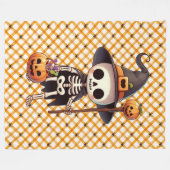 Couverture Polaire Squelette d'Halloween blanc mignon (Devant (Horizontal))