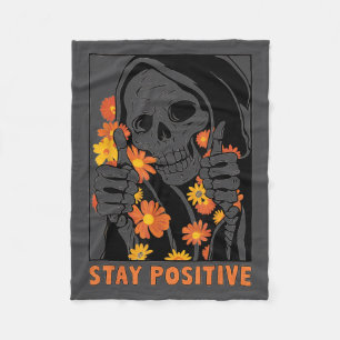 Couverture Polaire Squelette d'Halloween Restez Positif Motivant Drôl