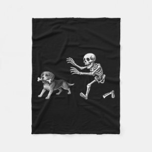 Couverture Polaire Squelette drôle poursuivant un chien Beagle pour H